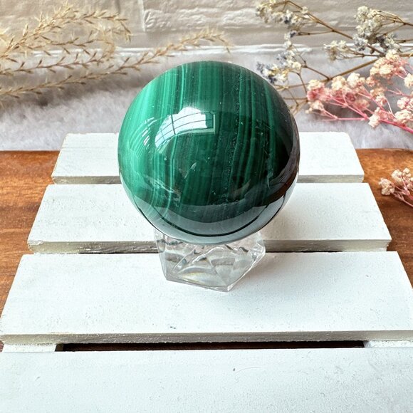 Beautiful Small Malachite Sphere - Picture 6 of 7
